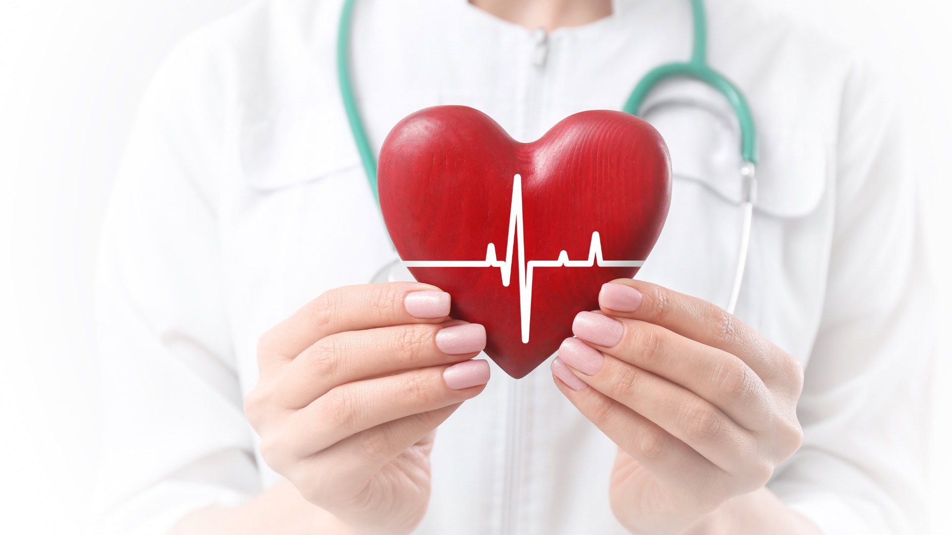 Stethoscope and heart model for cardiovascular care from NorthShore Health Centers.